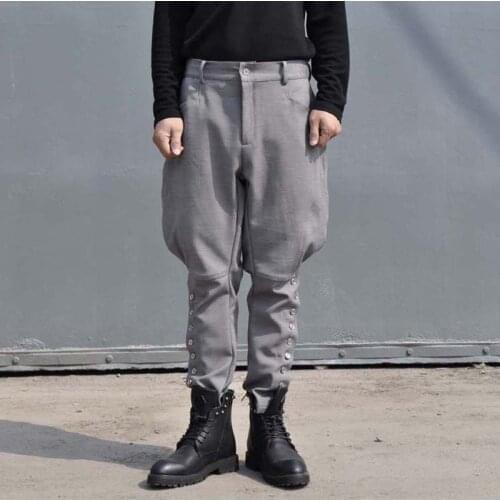 Meimei homemade YUTU&MM gray 9 points knight pants leggings Steampunk Wedding Military Wide Thigh Unisex Riding Breeches
