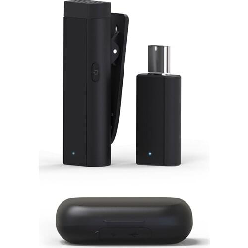 Mini Clip-on Microphone Smart Dual MEMS ENC Mic Transmitter Receiver Charging Case Wind Muff Type-C Port for Android Smartphone