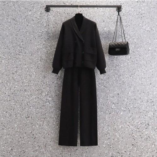 Fashion Tracksuit 2 Piece Set Women Outfit Plus Size 4XL Spring New Casual Long Sleeve Double breasted Tops + Pants Jogging Suit