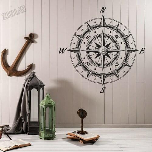 Sea Nautical Compass Wall Decal Vinyl Wind Rose Retro Style Decor Living Room Murals Art Bedroom Adornment Wall Stickers Y238
