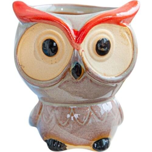 Cartoon Flower Pots Office Tabletop Resin Succulents Planter Pot Cute Owl Style Flowerpot Green Planters House Desk Decoration
