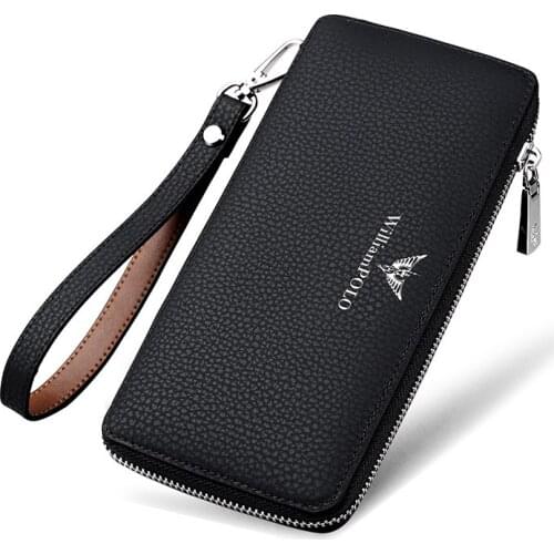 Mens long handbag Business cowhide large capacity handbag leisure mens handbag handbag wallet