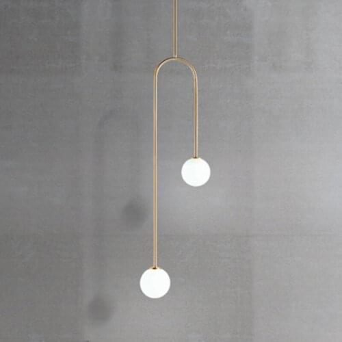 Nordic Pendant Lights for Living Dining Room kitchen lamparas Bedside U Shaped Led Glass Ball modern light fixtures WF1110