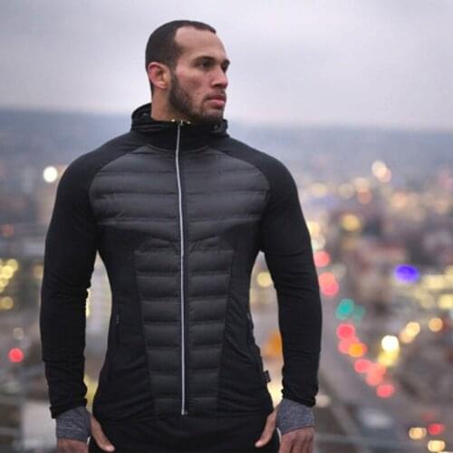 Parka Man Autumn Winter Solid Zipper Plus Velvet Thickening Slim Coat Hooded Casual Black Muscle Male Clothes