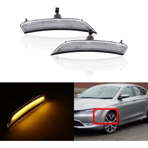 Fits For Chrysler 200 Sedan 2015-2019 Front Amber Led Side Marker Lights Clear Lens Auto Turn Signal Lamp