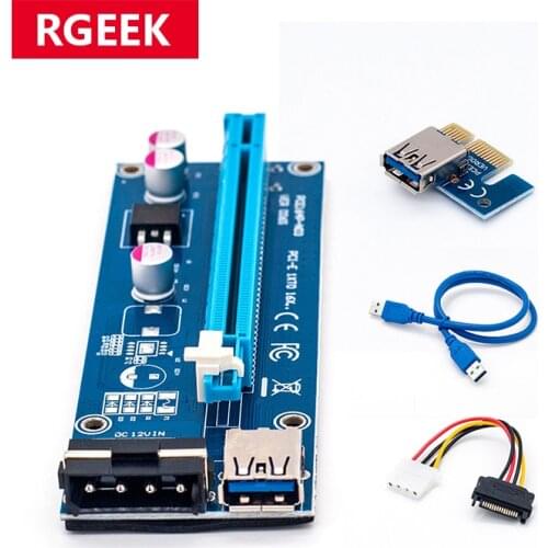 Wholesale USB 3.0 PCI-E pci e Riser Express 1X 4x 8x 16x Extender Riser Adapter Card SATA 15pin Male to 6pin Power Cable райзер