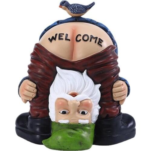 Garden Handstand Gnome Statue Resin Elf Funny Dwarf Buttock Welcome Sign Sculpture Garden Yard Lawn Decoration Christmas Gifts