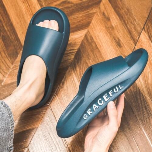 Topvivi Slippers for Men house slides Letter Printed EVA Thick Sole Mute bath Shoes Nons-lip Home Ladies Slides indoor slippers