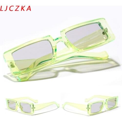Small Rectangle Sunglasses 2021 Women Clear Green Narrow Sun Glasses Brand Designer Men Vintage Rectangular Frame 90s Oculos
