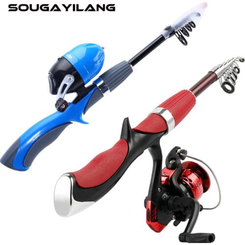 Sougayilang Fishing Combo Portable Telescopic 1.5m Carbon Fiber Rod with High Quality Fishing Reel Fishing Set De Pesce