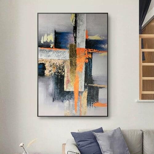 Modern Golden Wall Art Poster Oil Painting Printed on Canvas Abstract Posters and Prints Wall Picture for Living Room Home Decor