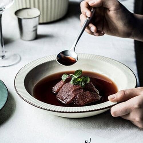 Soup plate deep plate home Nordic creative ins style simple net red ceramic dish breakfast plate salad plate