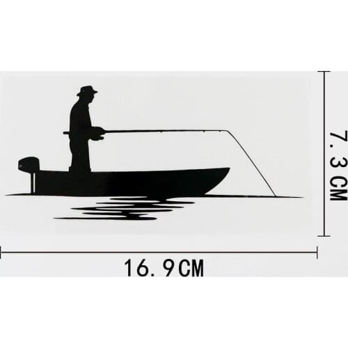 16.9CMX7.3CM Man A Fishing From A Boat Relax Vinyl Car Sticker Black/Silver 8A-0950