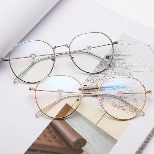 Vintage Nearsighted Clear Glasses Student Literary Spectacle Heart Pattern Women Myopia Glasses Optical Eyewear -0.5 -3.0 -4.0