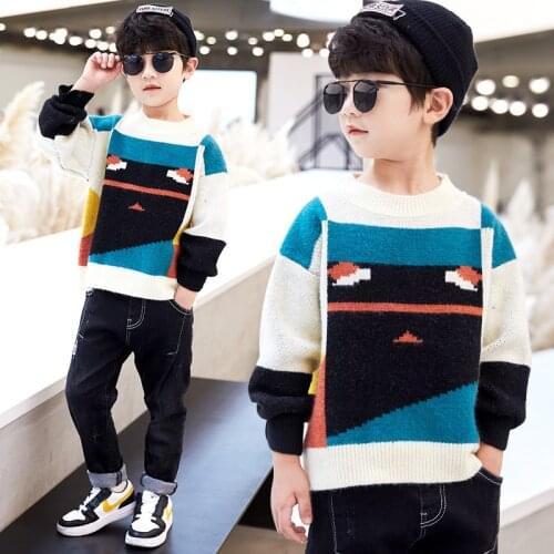 Boys Sweater Kids Outwear Tops Jackets 2021 Retro Fleece Thicken Warm Winter Autumn Costume Teenage Children Clothing