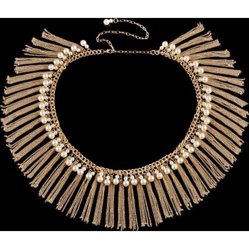 Women Belly Dance Belt Dance Accessories Tassel Belts Pearls Waist Bellydancing Chain White Pearls Jewelry Gold color 23