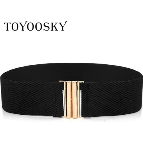 2020 Women Wide Elastic Waist Belt Hengreda Dress Belt Accessories Stretch Elastic Wide Corset Waist Metal Buckle