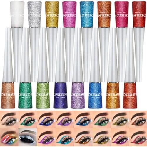 Cmaadu Colorful Glitter Liquid Eyeliner Blue Waterproof long-lasting Liquid Eyeliner Diamond Glitter Shiny Eyeliner Gel Cosmetic