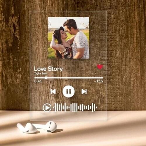 Custom Spotify Music Code Acrylic Board Photo Album Personalized Personal Photo Anniversary Couple Music Plaque Creative Gift