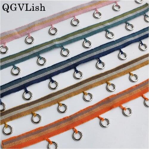 QGVLish 12M/lot 4cm Wide Iron Rings Lace Curtain Trims DIY Sewing Sofa Stage Valance Curtain Accessories Lace Ribbon Belts Trim