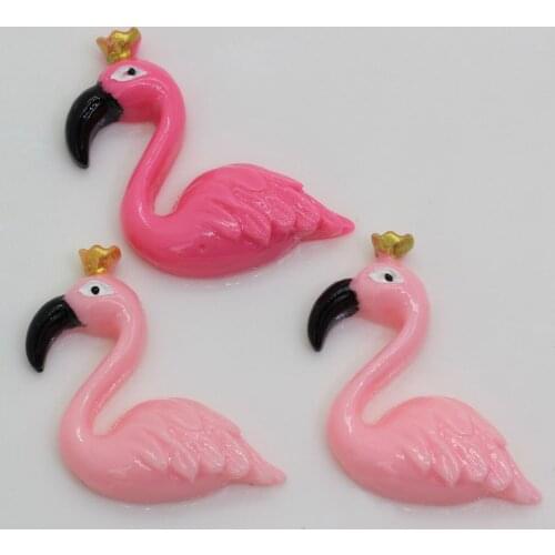 20/100pcs Cute Resin Flamingo Flatback Cabochon Flamingos Bird Resin Flat Back Scrapbooking DIY Planar Hair Bow Center