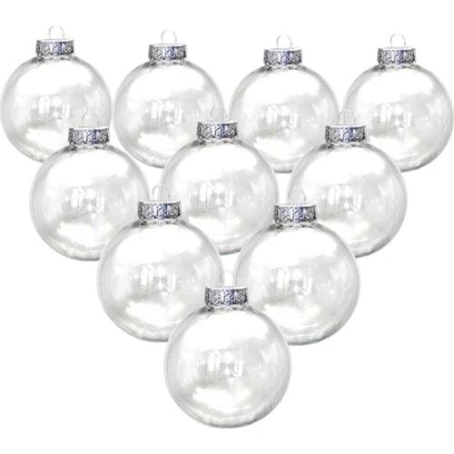 20pcs Christmas Balls Ornament Hollow Hanging Ball Christmas Transparent Decoration Eternal Flower Round Ball 10cm