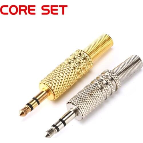 5pcs 3.5mm Plug Connector Stereo Metal 3Poles 3.5 Plug & Jack Adapter With Spring Solder Wire Terminals