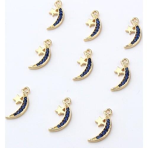 5pcs Fashion Rhinestone Moon Star Earring Charms Bracelet Make Findings DIY Bohemia Eardrop Crescent Pendant Jewelry Accessories