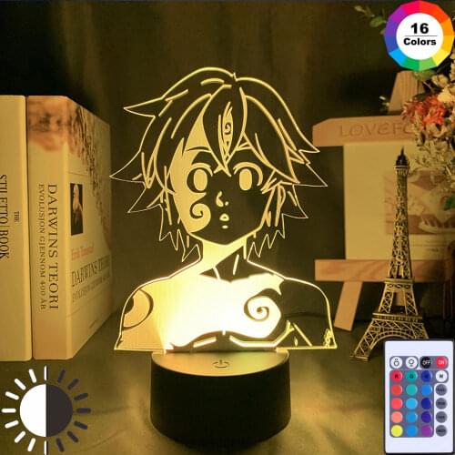 Acrylic Night Light Lamp Manga The Seven Deadly Sins Gadget for Home Room Decorative Light Meliodas Figure Kids Table Lamp Gift