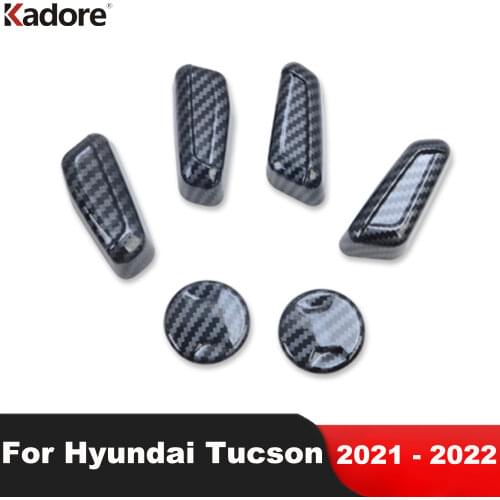 Interior Accessories For Hyundai Tucson 2021 2022 Carbon Fiber Seat Adjustment Button Cover Trim Stickers Car Styling 6pcs