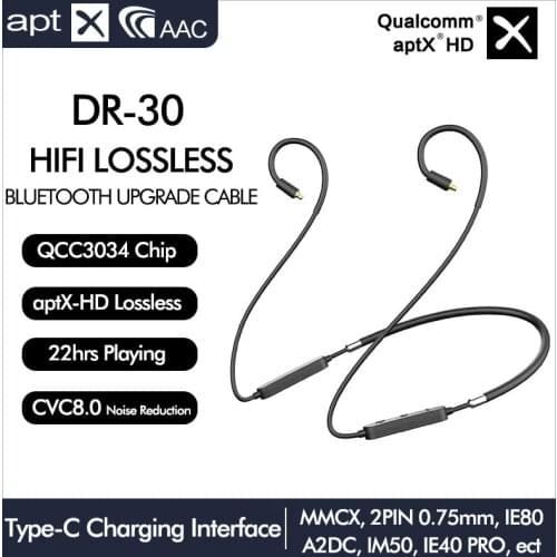 APTX-HD Blutooth 5.0 Headphone Cable MMCX IE80S 0.78/0.75 2Pin QDC BL-03 Adapter Cord HiFi Upgrade Line for ZST CCA A2DC IM50 VX