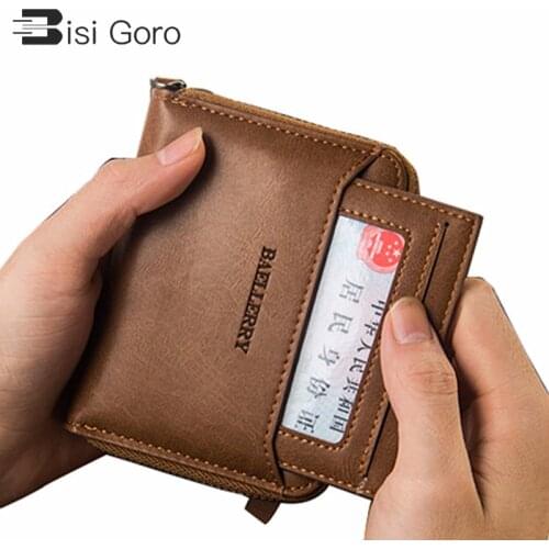 BISI GORO Brand Wallets for Men PU Leather Wallet with Coin Pocket ID Clutch Card Holder Small Money Bags RFID Protection