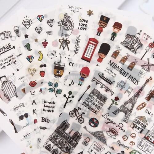 European style Travel diary Paper Sticker Decoration Diary Scrapbooking Label Sticker Kawaii Korean Stationaries Stickers