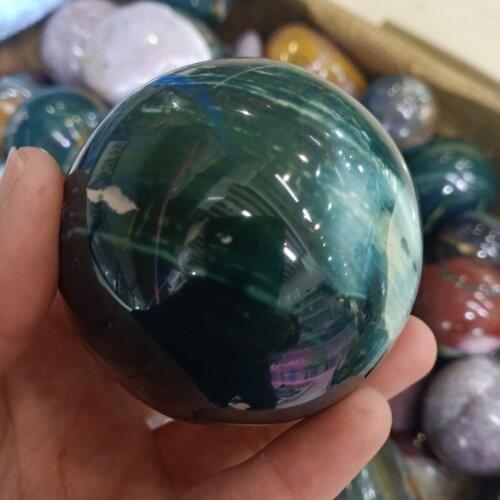 Dhxyzb 50-75mm nature Ocean Jasper sphere crystal quartz Ocean Jasper Onyx ball reiki healing stones Gift wooden base home Decor