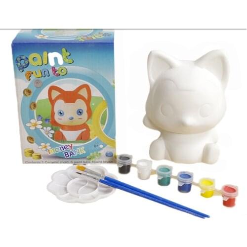 Ceramic painted white cartoon diy hand-painted coloring ceramic piggy bank mold square stall material painting