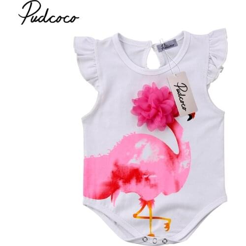 2018 Brand New Newborn Toddler Infant Baby Girls Flamingos Sleeveless Bodysuit Jumpsuit Outfits Summer Sunsuit Floral Clothes