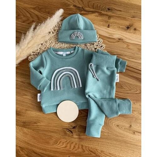 Baby Clothes Newborn Girl Boy Autumn 2Pcs Set Cotton Rainbow Top Pants fall Outfits Clothes Baby Girls Clothing Suit