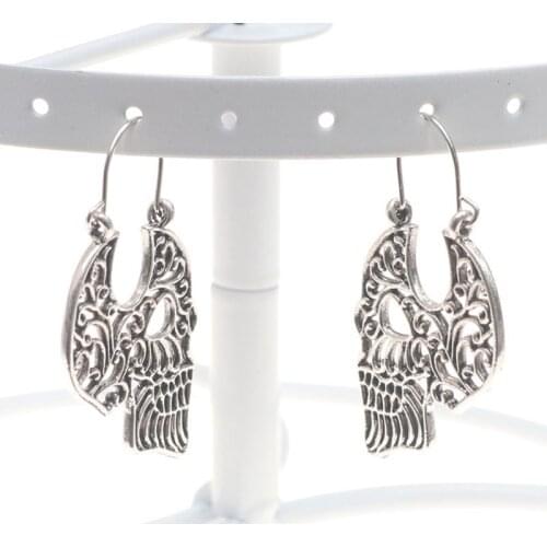 L93F Floral Earrings Hollow Skull Head Cool Punk Fashion Vintage Alloy Women Jewelry Charms Decoration Gifts