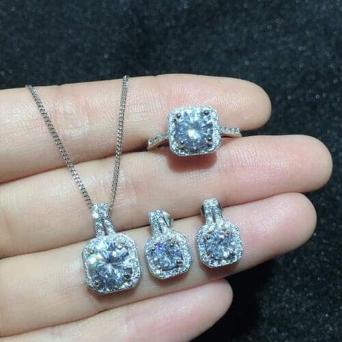 Fashion Jewelry_Moissanite Pendant Necklace Set_S925 Solid Silver Woman Necklace_Factory Directly Sales