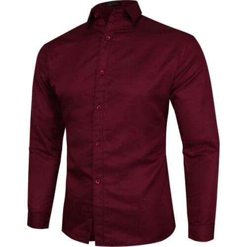 Tops Size M-5Xl 2021 Spring New Mens Casual Solid Color Shirts Male Slim Fit Long Sleeve Tshirt Black White Men Business