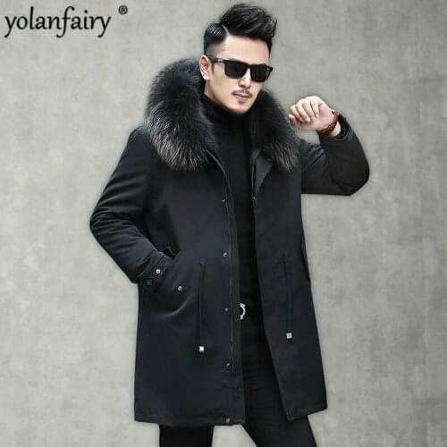 Real Fur Coat Men Wool Winter Coat Men Raccoon Fur Collar Real Fur Parka for Mens Clothing 2020 Casaco V18-2511 YY938