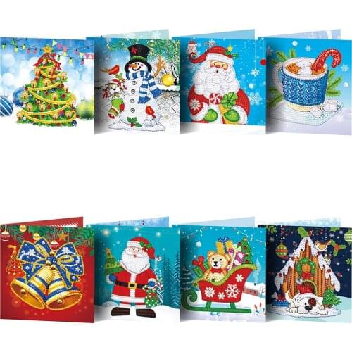 5D DIY Diamond Mosaic Christmas Greeting Card Diamond Painting Kit Diamond Embroidery Beads Postcards Natale Xmas Holiday Gifts