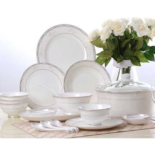 56 pcs Jingdezhen Ceramic Dinnerware Set Kitchen Tableware Dinner Dish Ceramic Plates and Dishes Bowls soup pot dishes set