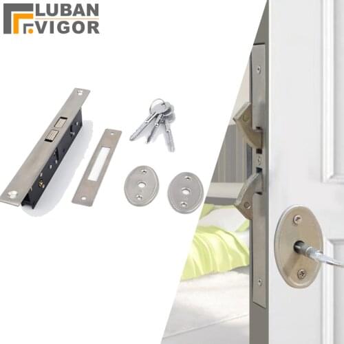 Stainless steel,Slid door/Pull gate DoubleHook lock, Stealth lock,For Framed glass door,Cross key, strong, durable,Door hardware