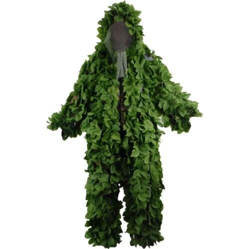 OEM Military Camouflage Ghillie Suits Breathable Mesh+Green Leaves Sniper Clothes for Forest Hunting Sniper Ghillie Suits