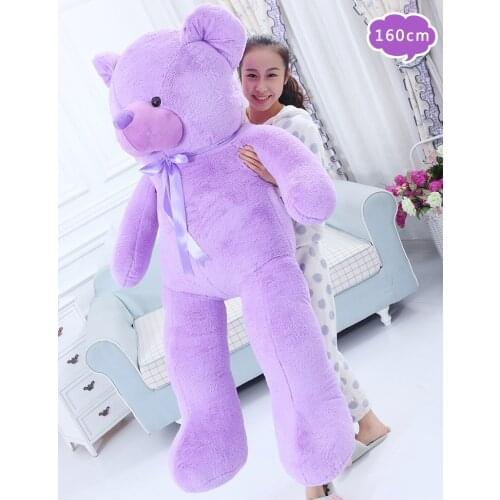 Huge 160cm purple teddy bear plush doll large 140cm bear soft hugging pillow toy birthday gift h2818