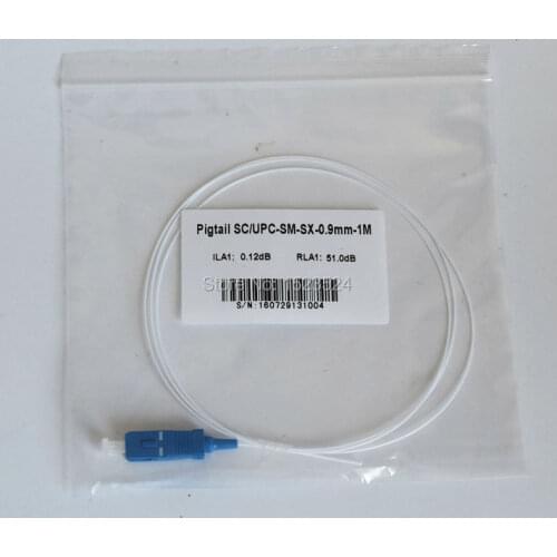 50pcs/lot SM SX PVC 0.9mm 1 Meters SC/UPC Fiber Optic Pigtail SC/UPC Fiber Optic Pigtail