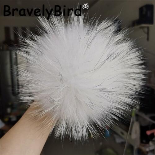 Real Raccoon Fur Pompoms 5pcs/lot Fluffy 15cm Natural Fur Pom Pom For Women Children White With Black Tips Hats Fur Balls