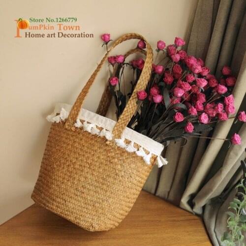 2018 INS style Most hot handmade pure crossbody bag,small fresh style tassel bag,forest series bag,straw bag,hand bag