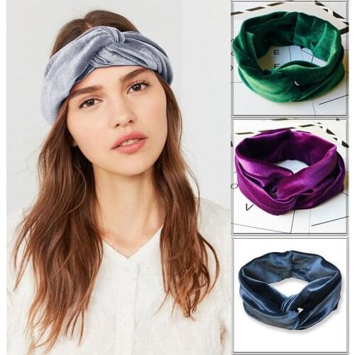 New Fashion Women Fashion Twisted Velvet Headbands Soft Turban Elastic Hairbands Bandage Velvet Twist Headband